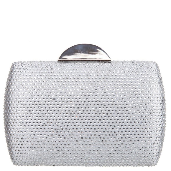 Rhinestone Evening Clutch‎ Bag Sparkly Party Prom Bridal Silver - Picture 1 of 10